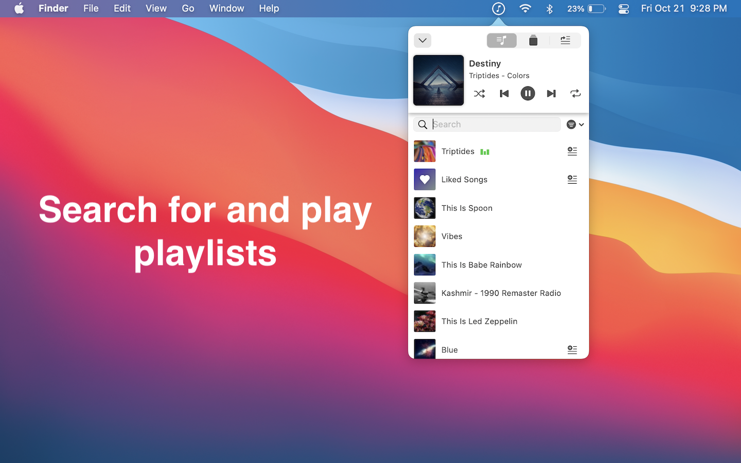 playlists view